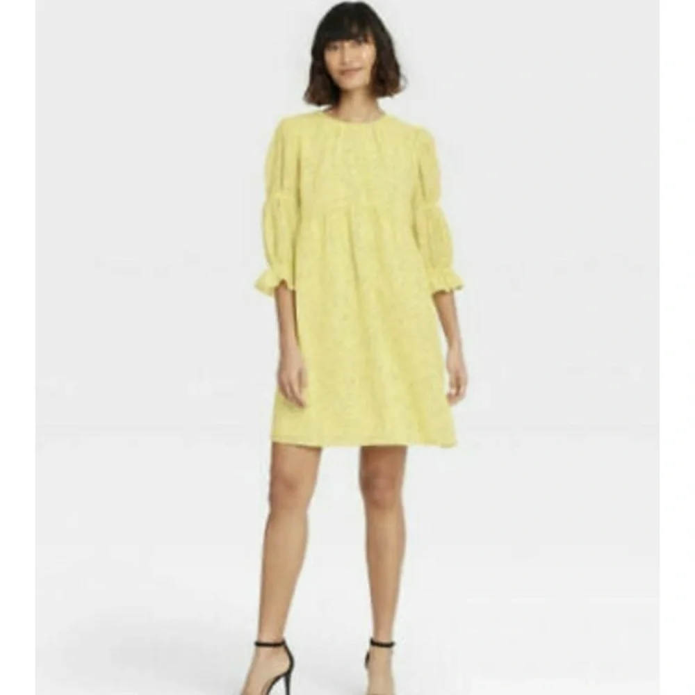 WHO what wear puff elbow sleeve a line dress - Picture 1 of 5